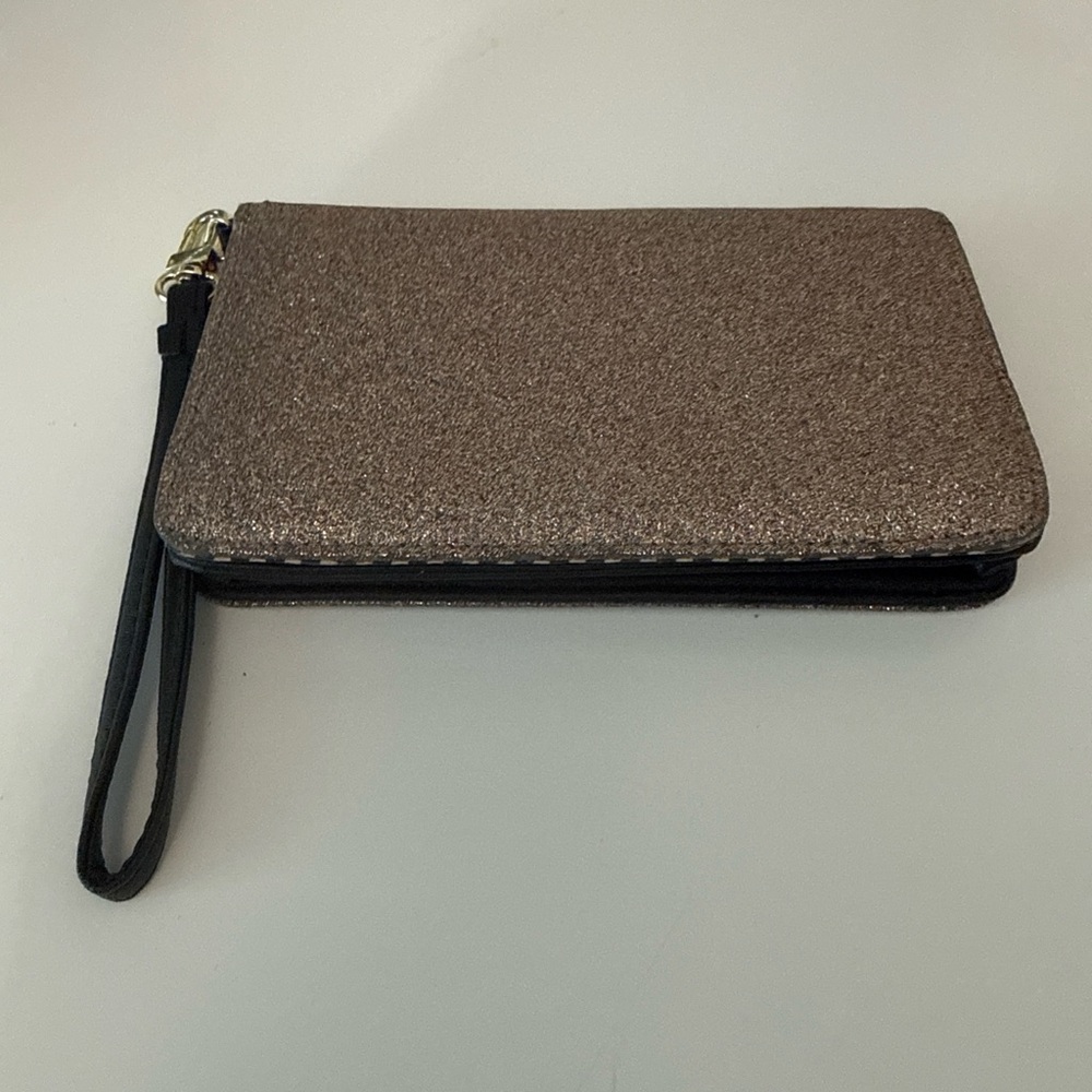 Betsey Johnson Gold Glitter Wristlet Clutch